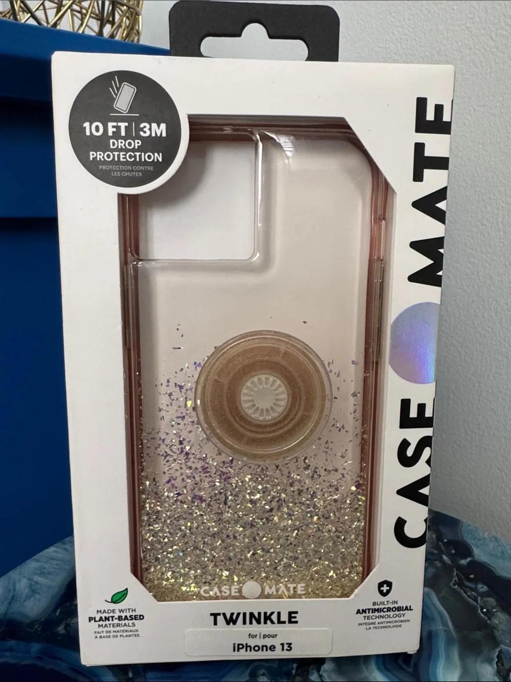 case-mate Clear Glitter iPhone 13 Case with Clear Glitter PopSocket